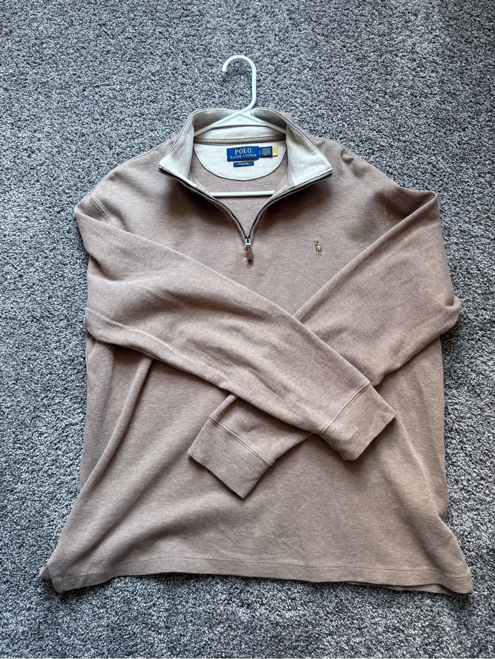 Ralph Lauren Men's Tan Quarter-Zip Sweater